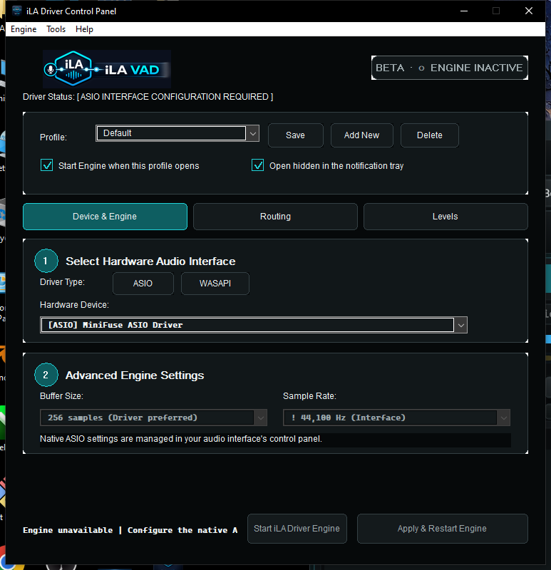 iLA VAD application interface